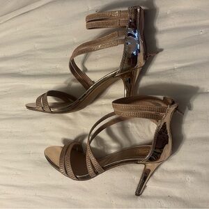 Metallic Rose Gold Strappy Dress Sandals